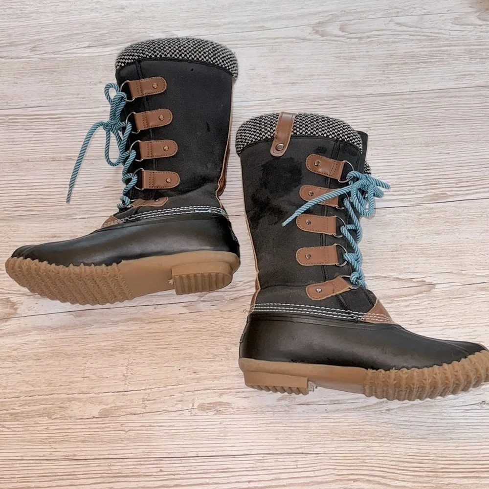 Esprit Duck Boots Blue Black Brown White  size 6.5